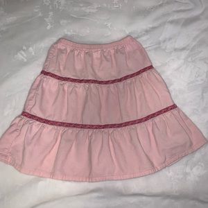 Hanna Andersson Pink corduroy w Floral  A-LIne Skirt. Sz 130 (7/8)